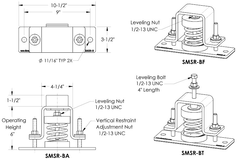 SMSR-BA/BF/BT  - Spring Isolator/Restrainer